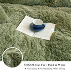 XeGe Luxury Faux Fur Throw, Moss Green Soft 50x60 Fluffy Blanket, Shaggy Plush Decorative Couch Throw, Cute Furry Throw Fuzzy Office Lap Blanket for Bedroom Living Room Sage Green