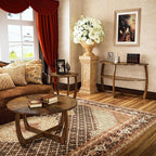 PADMA HOUSE Round Wood End Table with Curved Legs - Brown Walnut