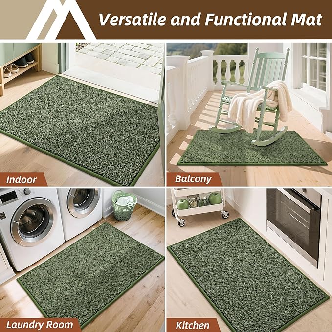 COSY HOMEER-Door-Mat 24"x36" Non Slip Absorbent Entryway Rugs Dirt Trapper Doormats Washable Entrance Mats Low Pile Welcome Floor Mat for Front Back Door and Entry Mats,Green