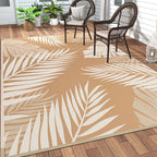GENIMO Outdoor Rug 9' x 12' Waterproof for Patios Clearance, Reversible Outdoor Plastic Straw Camping Rug Carpet, Large Area Rugs Mats for RV, Camper, Deck, Balcony, Porch, Beach, Picnic, Brown&Beige