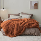 Bedsure GentleSoft Fluffy Burnt Orange Blankets Queen Size for Bed, Cozy Thick Sherpa Faux Fur Fleece Fuzzy Plush Winter Warm Soft Full Queen Blankets, Bedroom Decor Orange Gifts for Women Men, 90x90