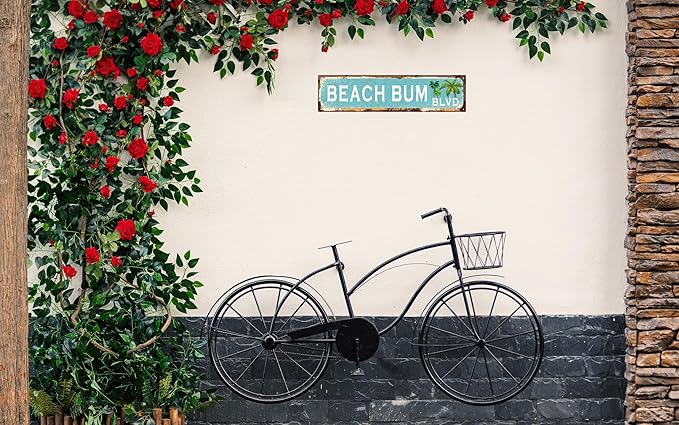 Vintage Tin Sign Retro Metal Beach Bum Blvd Signs Stylish Wall Art Plaques for Home Decor Bathroom Kitchen House and Gothic Wall Decor or as a Unique Poster 16x4 in