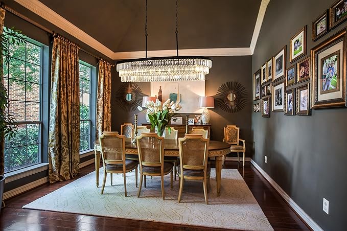 TOCHIC Crystal Chandelier 47 inch, 9 Lights Large Black Crystal Chandeliers for Dining Room, Modern Farmhouse Oval Chandelier Kitchen Island Lighting Fixture for High Ceiling, Living Room, Bar