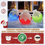 36 Inch Pop-Up Christmas Ball with 90 LED Lights for Outdoor Xmas Decor, 3-Piece Pre-Lit Iridescent Christmas Ball Ornaments Decor with Base, Outdoor 3D Glittered Standing Holiday Display