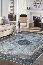 Keen Home Design 9x12 Rug - Machine Washable Area Rug with Non-Slip Backing, Ideal for Living Room, Dining Room, Bedroom - Vintage, Easy Clean, Durable, Low Pile Rug - (9' x 12')
