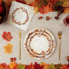 Homlouue 200 Pcs Fall Paper Plates and Napkins, Watercolor Disposable Dinnerware Set, Autumn Leaves Thanksgiving Party Supplies, Serve 50 Guests