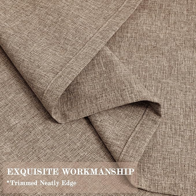 70" W x 108" L Faux Linen Room Divider Curtains, Full Blackout Pinch Pleated Drapes for Traverse Rod, Bedroom Divider Privacy Drapery with Hooks for Ceiling Track, 1 Panel, Taupe