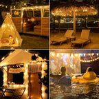 50FT Outdoor String Lights with Remote Dimmer, 25+2 Led Bulbs Connectable Dimmable Outdoor Lights, Support Timer Waterproof Shatterproof for Patio Yard Porch Deck