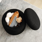 ONEVOG Sherpa Storage Ottoman, Foot Rest Stool Seat for Living Room, Black Vanity Foot Pouf, Tufted Footstool with Removable Lid for Dorm, Bedroom