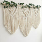guzhiou large macrame wall hanging - Boho Tapestry Macrame Wall Decor Art- Chic Bohemian Handmade Woven Tapestry Home Decoration for Bedroom Living Room Apartment Wedding Party - 43"x32" (with Ivy)