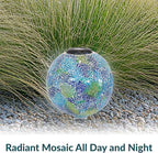 Sunnydaze Azul Terra 10" Crackled Glass Garden Gazing Globe with LED Solar Light - Set of 2