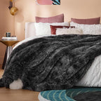 Bedsure GentleSoft Fluffy Tie Dye Black Blankets Queen Size for Bed, Thick Sherpa Faux Fur Fleece Fuzzy Plush Winter Warm Soft Queen Blankets, Black Bedroom Decor Cozy Gifts for Women Men, 90x90