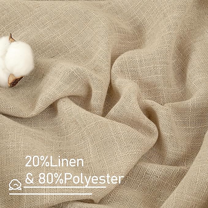 LAMIT Sheer Linen Curtains 63 Inches Long for Bedroom, Faux Linen Textured Light Filtering Drapes Bronze Grommet Semi Sheer Neutral Panels for Farmhouse, 2 Panels, 34 x 63 Inch, Brown