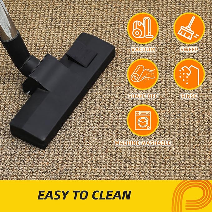 JSEI Dirt Trapper Door Mat 24"x36" Non-Slip Washable Entrance Mat, Dog Doormats, Absorbent & Fade-Resistant Floor Mats, Low Profile Welcome Mats for Entryway, Front Door, and Inside Entrance, Beige