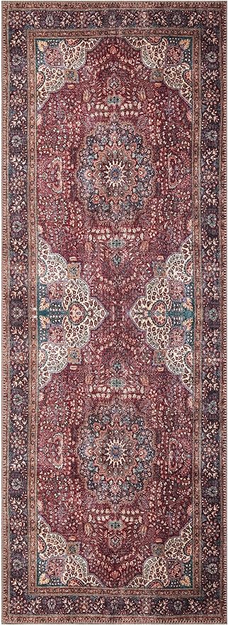 Keen Home Design 2x10 Rug - Machine Washable Runner Rug with Non-Slip Backing, Ideal for Hallway, Entryway, Kitchen, Laundry Room - Vintage, Easy Clean, Durable, Low Pile - (2'6" x 10')