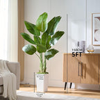 Lifelike Bird of Paradise Silk Artificial Plant Faux Banana Leaf Tree for Home Decor - Perfect Indoor Floor Plant with 9 Trunks (1, White Tall Planter, 5 FT)
