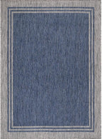 Bordered Outdoor Rug 6x9 Washable Outside Carpet for Indoor Patio Porch Waterproof Easy Cleaning Non Shedding Area Rugs Navy 6 x 9