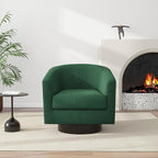 Swivel Barrel Accent Chair, Modern Round Corduroy Fabric Arm Chair for Living Room, Bedroom, Comfy Club Reading Chairs for Adults (Corduroy Dark Green, Set of 2)