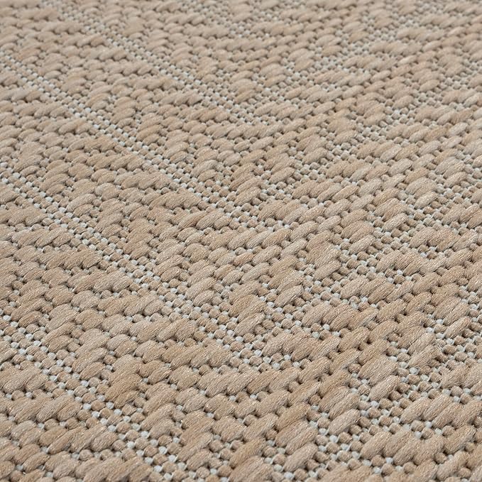 Adiva Rugs Outdoor Indoor Area Rug, Weather Resistant, Easy to Clean, Stain Resistant Floor Mat for Dining Room, Backyard, Deck, Patio (Natural Beige, 2' x 3')