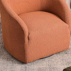 KINWELL 32" Wide Swivel Boucle Accent Chair Armchair, No Assembly Mid-Century Modern Round Upholstered Barrel Chair for Living Room, Bedroom, Office (Caramel)