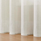 Joydeco Light Filtering Curtains 96 Inch Length for Bedroom, Linen Curtains 96 Inch Length 2 Panels Set for Living Room，White Semi Sheer Drapes 96 Inches Long with Rod Pockets