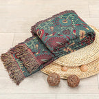 Boho Throw Blanket for Bed,100% Ultra Cotton Soft Breathable Bed Throw Floral Printed Farmhouse Decor Rustic Bed Throws for Couch Sofa Quilt 60" x 80"