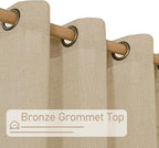 LAMIT Kitchen Linen Curtains 40 Inch Length, Soft Thick Light Filtering Bronze Grommet Window Textured Neutral Sheer Drapes for Cafe/Window/Loft Room, 2 Panels, 34 x 40 Inch, Brown