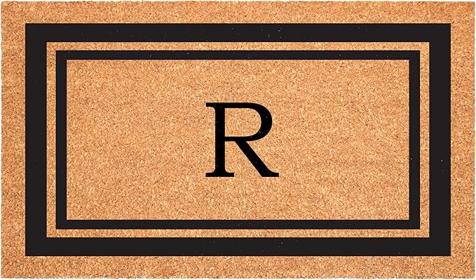 Calloway Mills 152962448 Black Border 24" x 48" Monogram Doormat (Letter R)