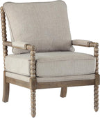 DUHOME Linen Fabric Spindle Accent Chairs Set of 2,Spool Chairs with High Resilience Spring Cushion and Armrest Pads, Leisure Armchair for Living Room Bedroom Farmhouse Home Office Belcony
