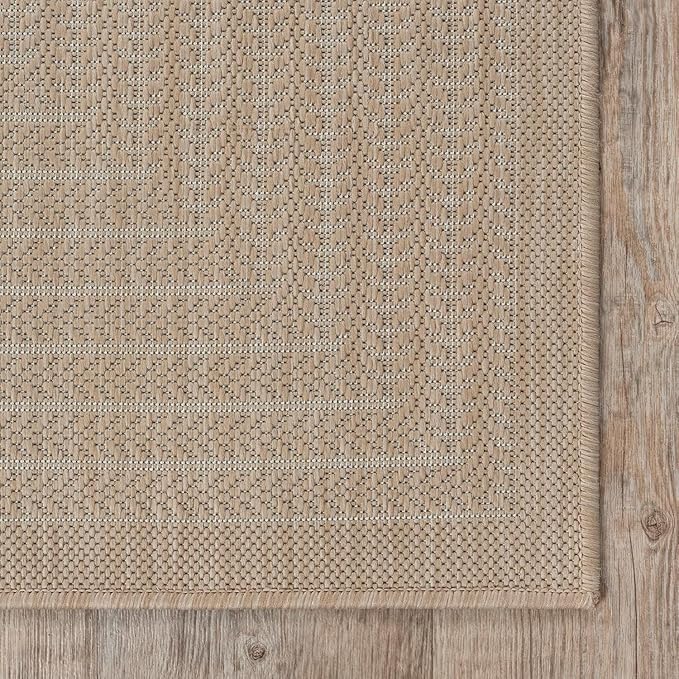 Adiva Rugs Outdoor Indoor Area Rug, Weather Resistant, Easy to Clean, Stain Resistant Floor Mat for Dining Room, Backyard, Deck, Patio (Natural Beige, 2' x 3')