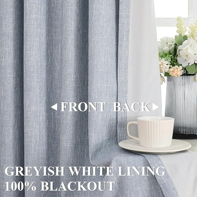 Vision Home Chambray Blue Pinch Pleated Full Blackout Curtains Room Darkening Window Curtains 95 inch for Living Room Bedroom Thermal Insulated Pinch Pleat Drapes with Hooks Back Tab 2 Panel 40"Wx95"L