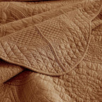 MarCielo 3-Piece 100% Cotton Oversized Bedspread Lightweight Quilt Coverlet Embroidery Farmhouse Bedding Set (Tf Dusty Orange, Oversized Queen (100"x106"))