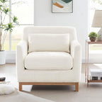 Extra Deep Accent Chair, Fabric Upholstered Comfy Reading Armchair for Living Room, Bedroom Single Seat Sofa Chair with Wood Base, Lamb Fabric