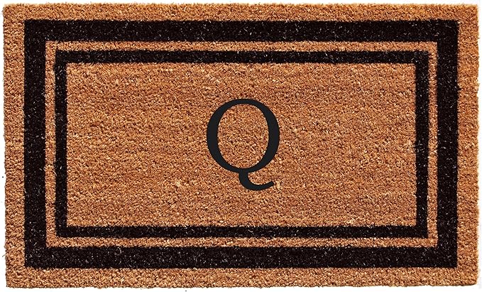 Calloway Mills 152963672Q Black Border 36" x 72" Monogram Doormat Letter (Q)