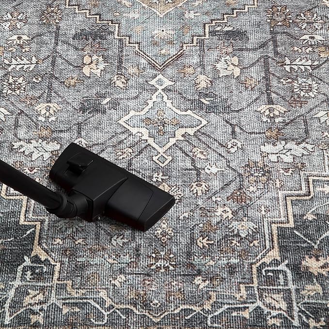 Keen Home Design 8x10 Rug - Machine Washable Area Rug with Non-Slip Backing, Ideal for Living Room, Dining Room, Bedroom - Vintage, Easy Clean, Durable, Low Pile Rug - (8' x 10')