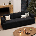 3 Seater Corduroy Couch for Living Room, 89” Black Cloud Sofa, Deep Seat Floor Couch for Bedroom, Futon Modern Sofa Sectional Bed, Black Corduroy