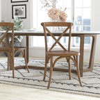 EMMA + OLIVER 2-Pack Hand Scraped Dark Natural X-Back Chair