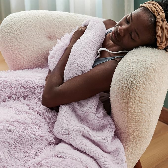 Bedsure GentleSoft Fluffy Lavender Purple King Size Blanket for Bed, Thick Soft Sherpa Faux Fur Fleece Bedding Fuzzy Plush Winter Warm Large King Blanket, Cozy Purple Gifts for Men Women, 108x90