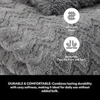 Mon Chateau Grey 3D Jacquard Faux Fur Throw, Plush Luxury Blanket for Couch, Sofa, or Bed, Soft Reversible Throw Blanket for Sleeping, Home & Room Décor, 60" x 70"