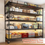 REIBII 73" H Storage Shelves Wire Shelving with Wheels 3200 lbs Heavy Duty Steel Metal Shelving Unit Shelf Rack for Warehouses,Garage, Kitchen, School,Commercial,73" H X 60”W X 18" D