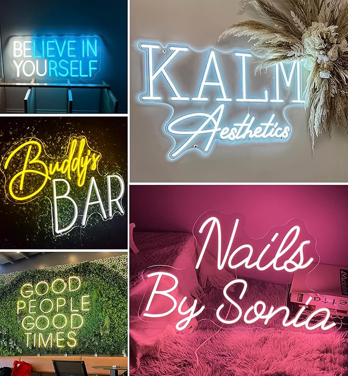 Custom Neon Sign, Custom LED Neon Sign Customizable for Business Salon Beauty Nail Studios Light Up Name Sign, Personalized Neon Light Suitable for Bar Bakeries Coffee Shop Decorations