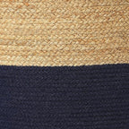 REDEARTH · Cylindrical Pouf Foot Stool Ottoman - Jute Braided Pouffe Poof Accent Sitting Footrest for Living Room, Bedroom, Nursery, Patio, Lounge & Other Rooms (Navy Natural, 18"x18"x14")