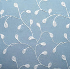 MIUCO Floral Embroidered Semi Sheer Curtains Faux Linen Grommet Window Curtain for Living Room 52 x 84 Inch 2 Panels, Dusty Blue