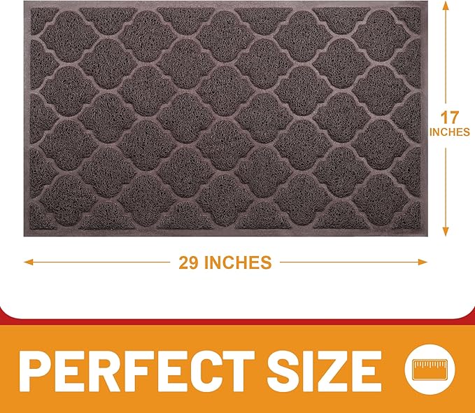 Door Mat Outdoor, 29x17, Welcome Mats for Entryway, Front Doormat for Home Entrance, Patio, Garage, RV Mats for Outside, Indoor Floor Mat, Durable, Non-Slip, Catches Muddy and Dirt(Brown)