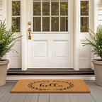 Barnyard Designs Natural Coco Coir Heavy Duty Backing Doormat - Large Cute Non-Slip Front Door Welcome Mat for Outside Entrance or Porch Entry, Brown (24x36, Hello)