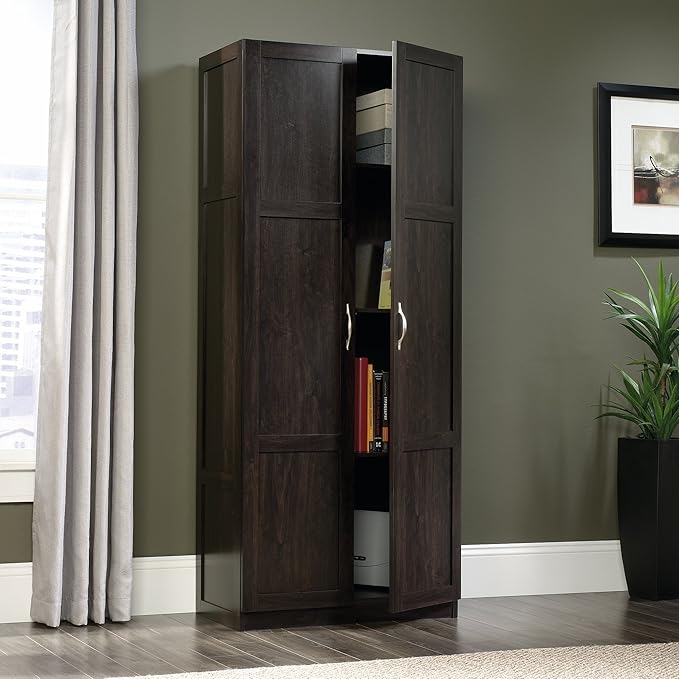 Sauder Storage Cabinet/ Pantry cabinets, 29.61 " x D: 16.02 " x H: 71.50", Cinnamon Cherry finish
