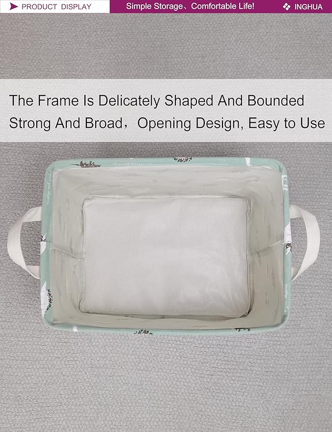 Rectangular Storage Basket Fabric Organizer Bin for Toys,Books,Clothes,Gifts,Pets-Perfect for Home,Office,Nursery,Dorm,Shelf(Rec dinosaur)
