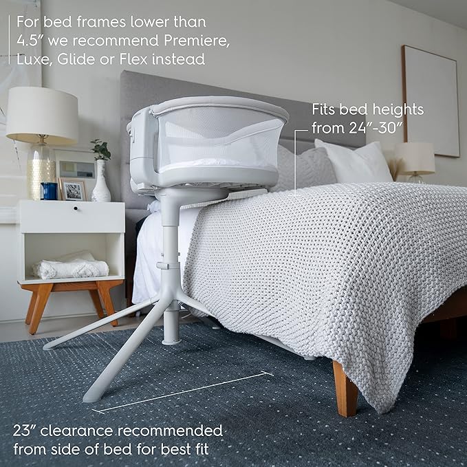 HALO BassiNest Soothing Swivel Sleeper 3.0S – Over-Bed Baby Bassinet with 360 Rotation, Adjustable Height, Breathable Mesh, Calm Sounds & Vibrations, Safe Close Sleeping, Lowering Wall for Easy Access