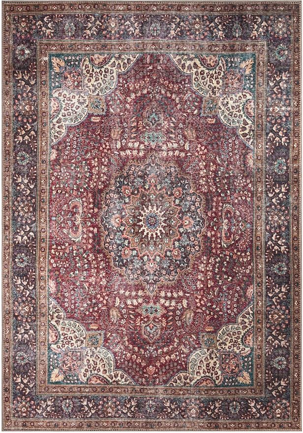 Keen Home Design 4x6 Rug - Machine Washable Area Rug with Non-Slip Backing, Ideal for Living Room, Dining Room, Bedroom - Vintage, Easy Clean, Durable, Low Pile Rug - (4' x 6')