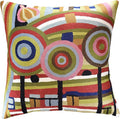 Hundertwasser Modern Pillow Cover Beloved Gardens Accent Outdoor Pillows Art Deco Couch Cushion Farmhouse Chair Cushions Hand Embroidered Wool Size 18x18
